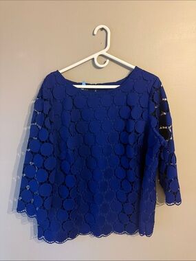RSVP by Talbots Honeycomb Geometric Lace Blouse. Size 2X.  Cobalt Blue